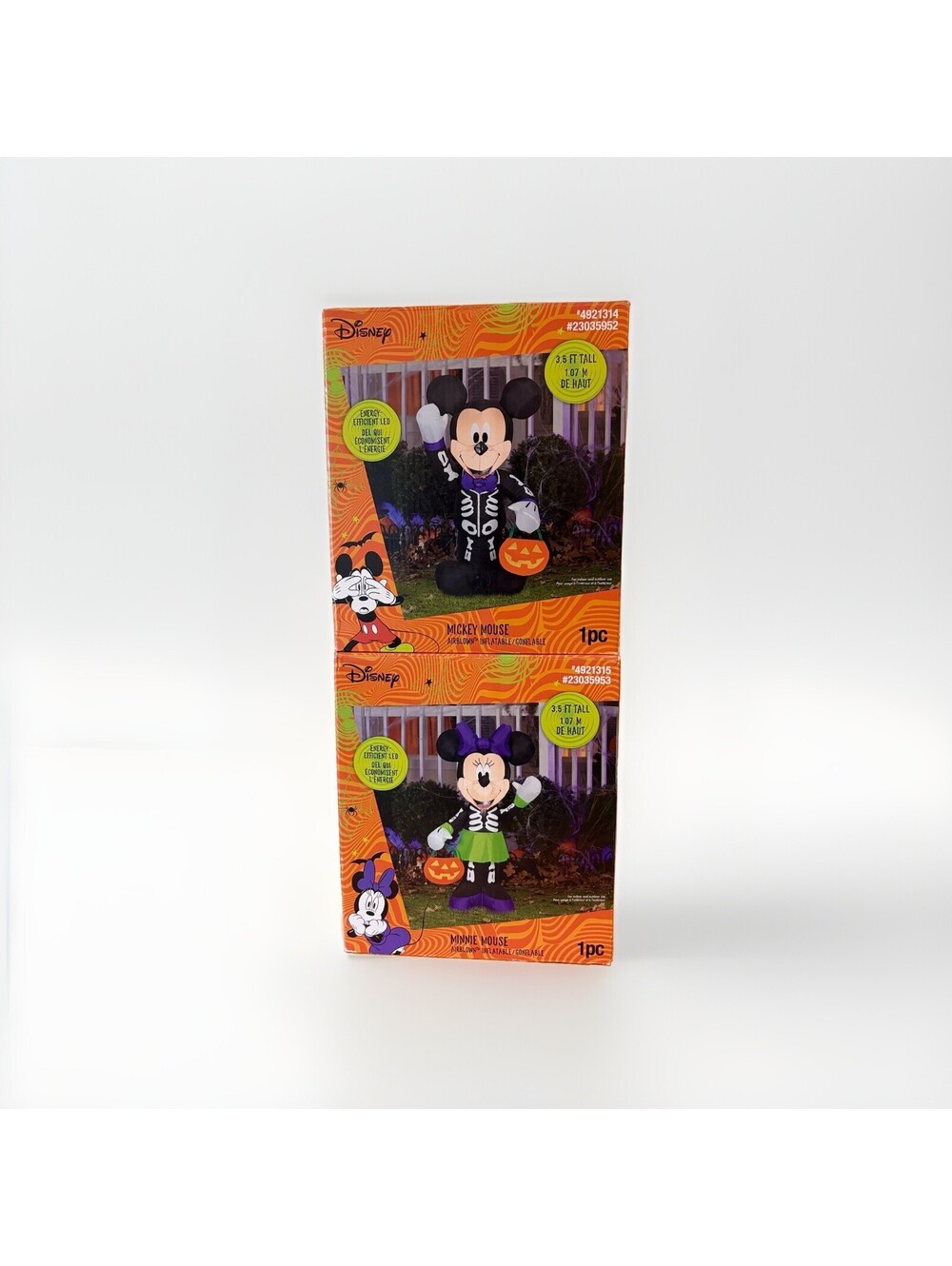 SET Gemmy Disney Halloween Mickey Mouse Minnie Mouse Airblown Inflatable 3.5 ft